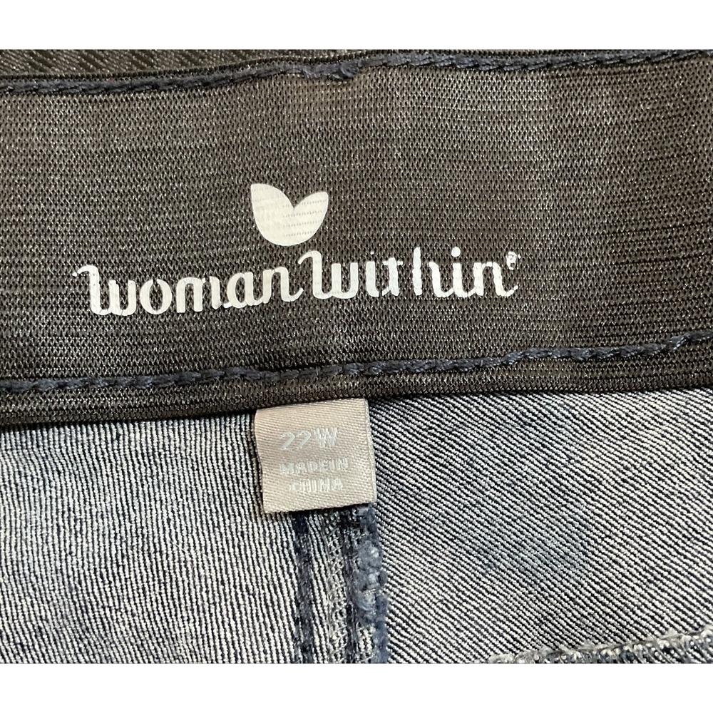 Woman Within Straight Jeans Womens 22W Blue Dark Wash High Rise Stretch 44x30 - Picture 3 of 10